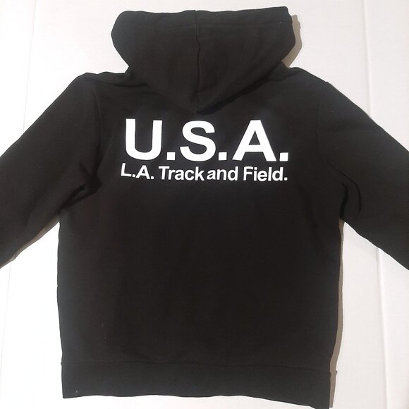 KAPPA logo hoodie black unisex size Small USA L.A. Track an field authentic FIRE - Picture 5 of 6